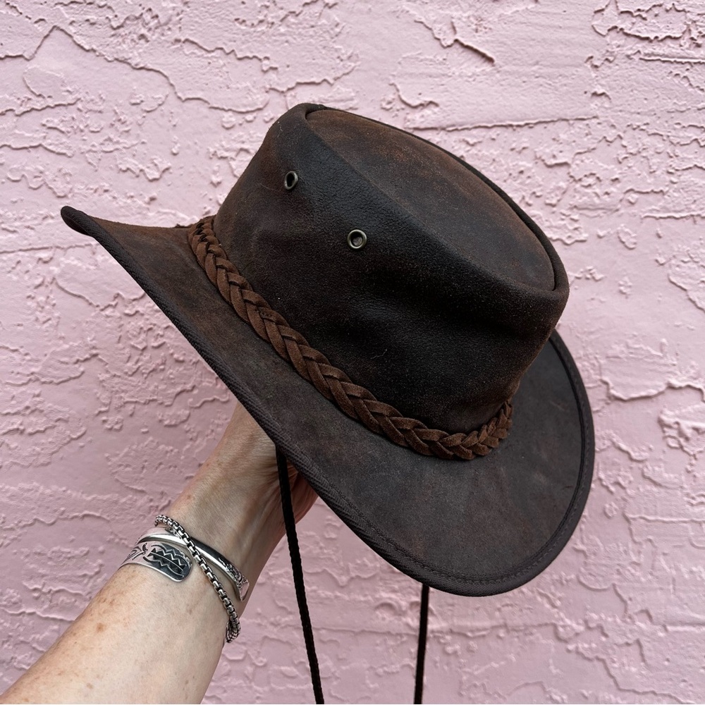 Barmah Australian Hat Squashy Saddler Leather Brown Size Large
